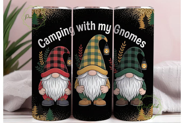 Camping Gnomes 20oz Tumbler Wrap Sublimation PixelChick 