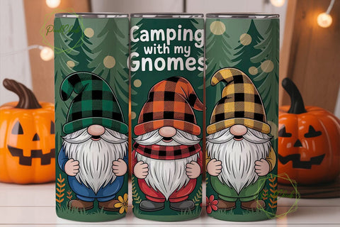 Camping Gnomes 20oz Tumbler Wrap Sublimation PixelChick 