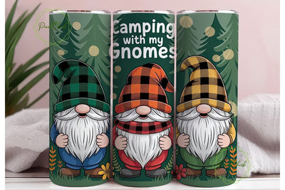 Camping Gnomes 20oz Tumbler Wrap Sublimation PixelChick 