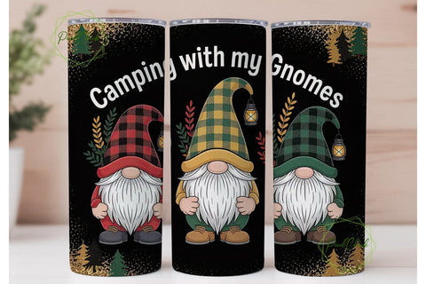 Camping Gnomes 20oz Tumbler Wrap Sublimation PixelChick 