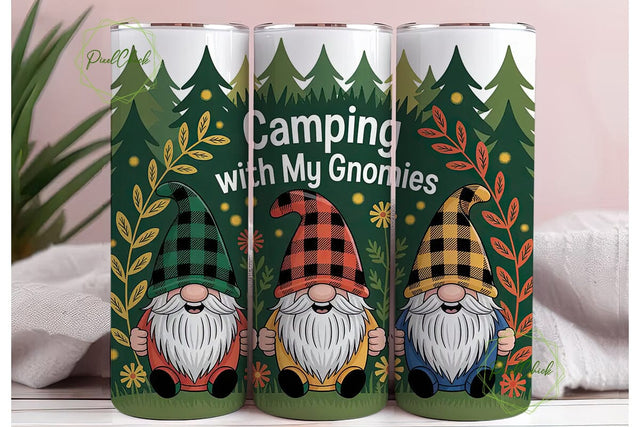 Camping Gnomes 20oz Tumbler Wrap Sublimation PixelChick 