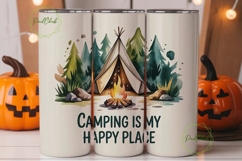 Camping Happy Place 20oz Tumbler Design Sublimation PixelChick 