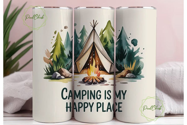 Camping Happy Place 20oz Tumbler Design Sublimation PixelChick 