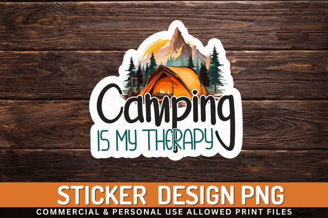 Camping is my therapy Sticker Design Sublimation Regulrcrative 