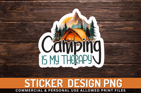 Camping is my therapy Sticker Design Sublimation Regulrcrative 