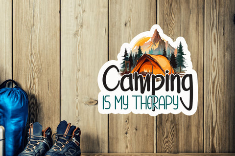 Camping is my therapy Sticker Design Sublimation Regulrcrative 