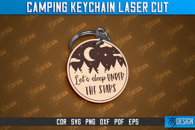 Camping Keychain Laser Cut | Adventure Design | Summer Camping Vibes | CNC File SVG Fly Design 