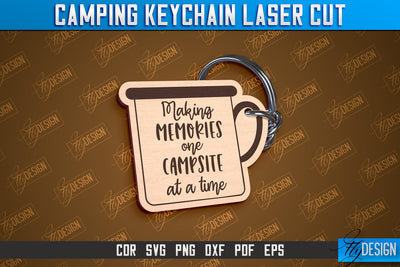 Camping Keychain Laser Cut | Adventure Design | Summer Camping Vibes | CNC File SVG Fly Design 