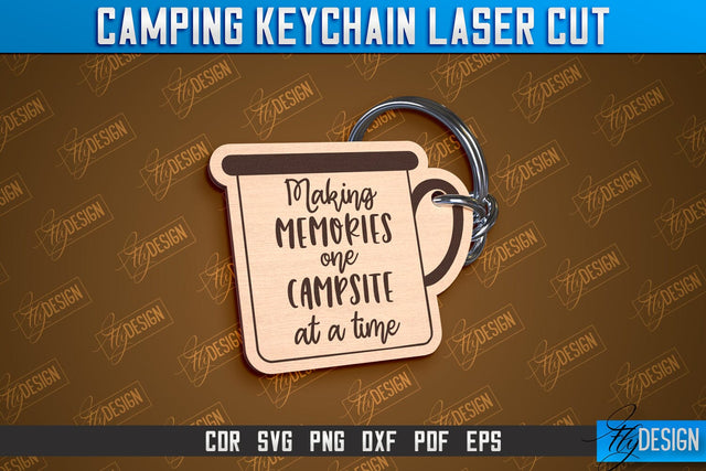 Camping Keychain Laser Cut | Adventure Design | Summer Camping Vibes | CNC File SVG Fly Design 