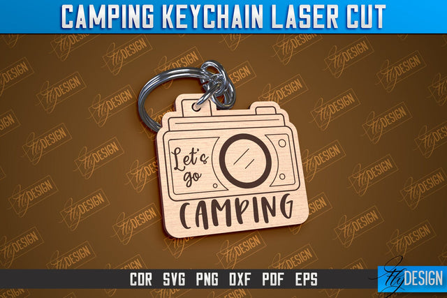 Camping Keychain Laser Cut | Adventure Design | Summer Camping Vibes | CNC File SVG Fly Design 