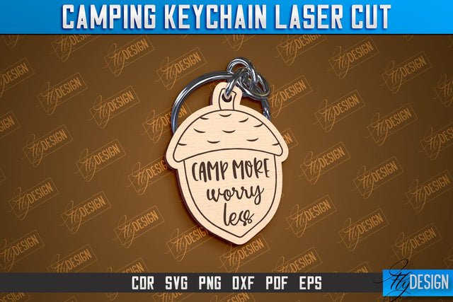 Camping Keychain Laser Cut | Adventure Design | Summer Camping Vibes | CNC File SVG Fly Design 