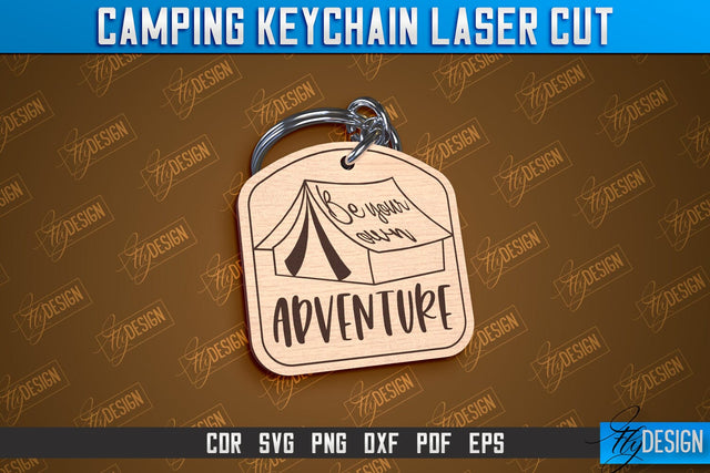 Camping Keychain Laser Cut | Adventure Design | Summer Camping Vibes | CNC File SVG Fly Design 