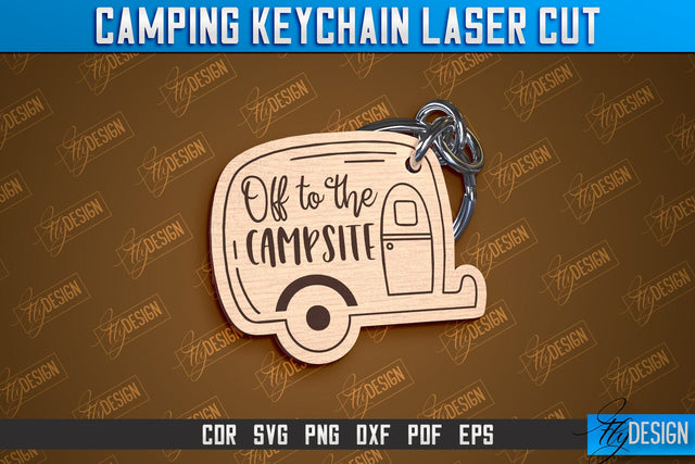Camping Keychain Laser Cut | Adventure Design | Summer Camping Vibes | CNC File SVG Fly Design 