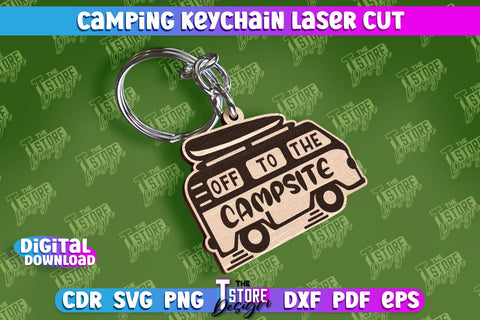 Camping Keychain Laser Cut | Adventure Design | Summer Camping Vibes | CNC File SVG The T Store Design 