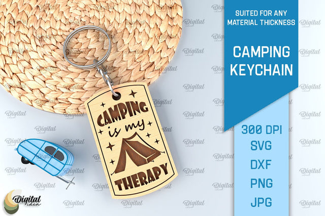 Camping Keychain Laser Cut. Wooden Keychain SVG SVG Evgenyia Guschina 