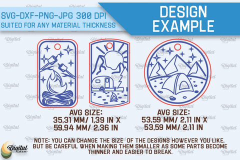 Camping Keychain Laser Cut. Wooden Keychain SVG SVG Evgenyia Guschina 