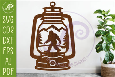 Camping Lantern Scene Bigfoot Wall Sign SVG APInspireddesigns 