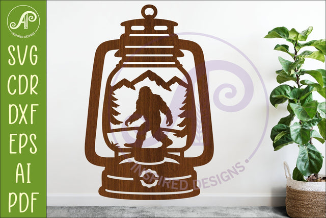 Camping Lantern Scene Bigfoot Wall Sign SVG APInspireddesigns 