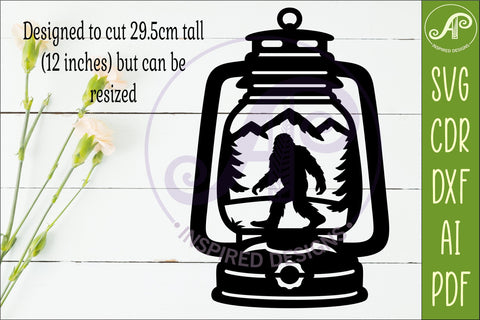 Camping Lantern Scene Bigfoot Wall Sign SVG APInspireddesigns 