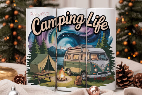 Camping Life 20oz Tumbler Wrap Sublimation DesignSVG 