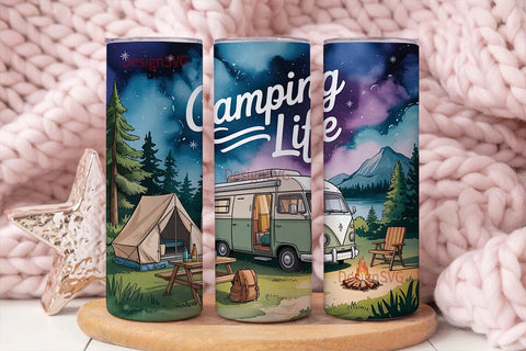 Camping Life 20oz Tumbler Wrap Sublimation DesignSVG 