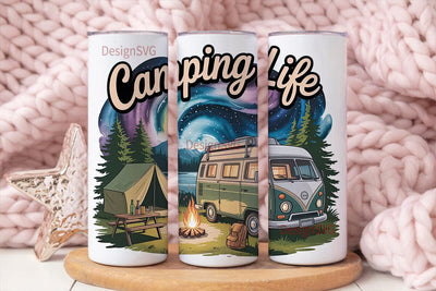 Camping Life 20oz Tumbler Wrap Sublimation DesignSVG 