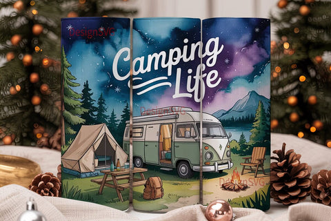 Camping Life 20oz Tumbler Wrap Sublimation DesignSVG 