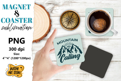 Camping magnet design/Camping coaster. Mountain sublimation Sublimation Yustaf Art Store 