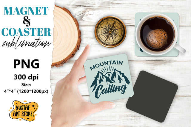 Camping magnet design/Camping coaster. Mountain sublimation Sublimation Yustaf Art Store 