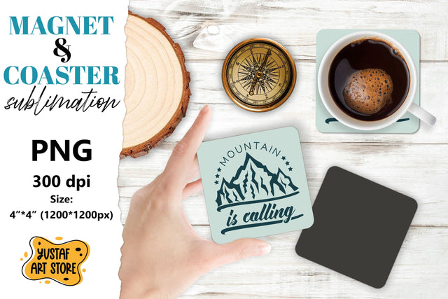 Camping magnet design/Camping coaster. Mountain sublimation Sublimation Yustaf Art Store 