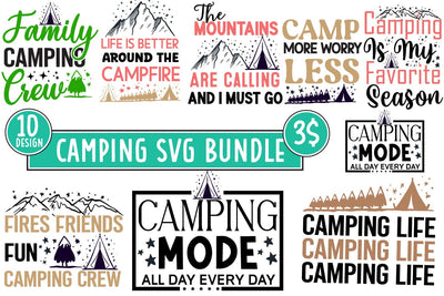 Camping Mini SVG Bundle,Camping SVG Bundle,Camper SVG Design, Hiking SVG bundle, Camping SVG Cut File, Camping Sublimation PNG SVG BlackCatsMedia 
