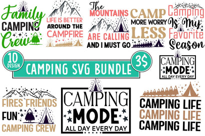 Camping Mini SVG Bundle,Camping SVG Bundle,Camper SVG Design, Hiking SVG bundle, Camping SVG Cut File, Camping Sublimation PNG SVG BlackCatsMedia 