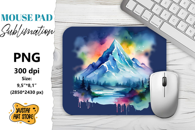 Camping mouse pad sublimation. Watercolor mountain landscape Sublimation Yustaf Art Store 