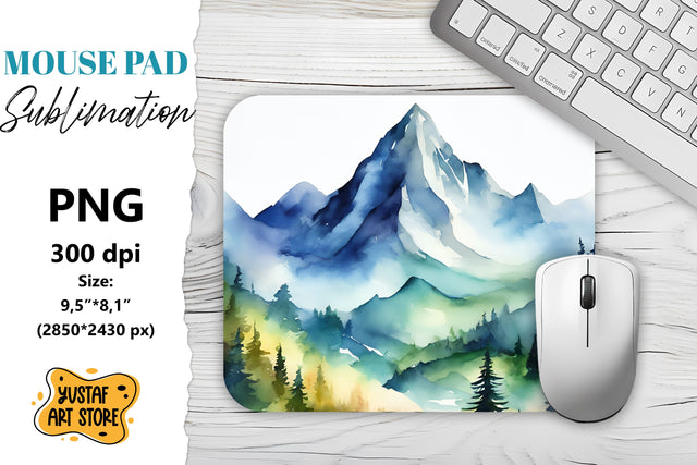 Camping mouse pad sublimation. Watercolor mountain landscape Sublimation Yustaf Art Store 