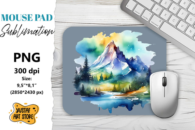 Camping mouse pad sublimation. Watercolor mountain landscape Sublimation Yustaf Art Store 