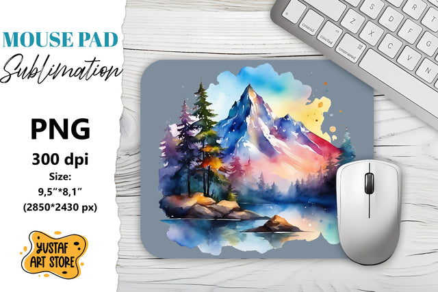 Camping mouse pad sublimation. Watercolor mountain landscape Sublimation Yustaf Art Store 