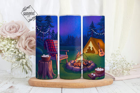 Camping Night 20oz Tumbler Wrap Sublimation sassyprint 