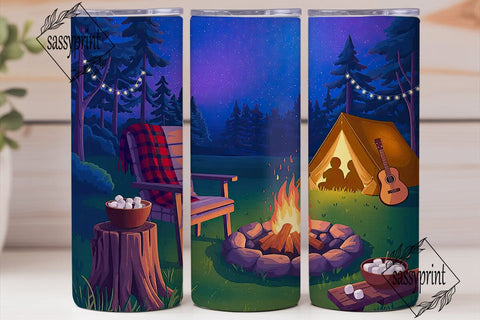 Camping Night 20oz Tumbler Wrap Sublimation sassyprint 