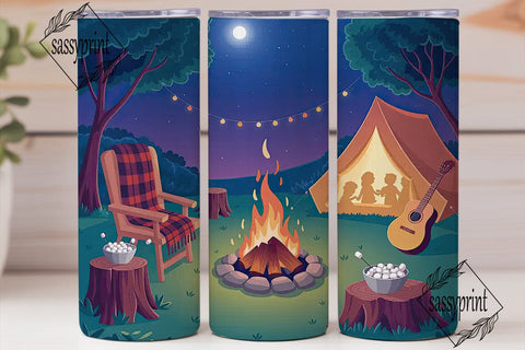 Camping Night 20oz Tumbler Wrap Sublimation sassyprint 