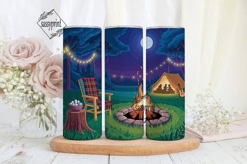 Camping Night 20oz Tumbler Wrap Sublimation sassyprint 