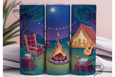 Camping Night 20oz Tumbler Wrap Sublimation sassyprint 