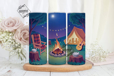 Camping Night 20oz Tumbler Wrap Sublimation sassyprint 