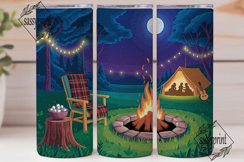 Camping Night 20oz Tumbler Wrap Sublimation sassyprint 
