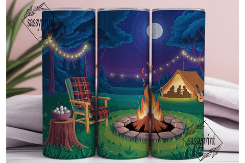 Camping Night 20oz Tumbler Wrap Sublimation sassyprint 