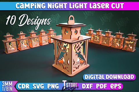 Camping Night Light Bundle | Home Design | Night Lamp | Camping Vibes | CNC Files SVG The T Store Design 