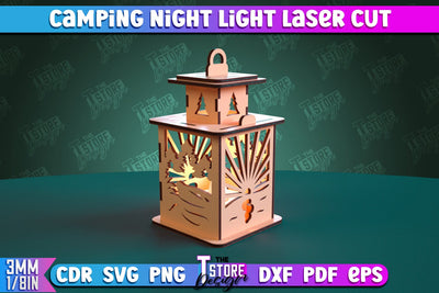 Camping Night Light | Home Design | Night Lamp | Camping Vibes | CNC Files SVG The T Store Design 