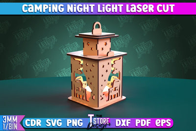 Camping Night Light | Home Design | Night Lamp | Camping Vibes | CNC Files SVG The T Store Design 