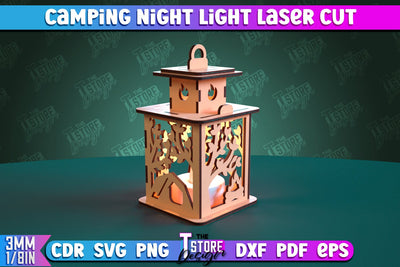 Camping Night Light | Home Design | Night Lamp | Camping Vibes | CNC Files SVG The T Store Design 