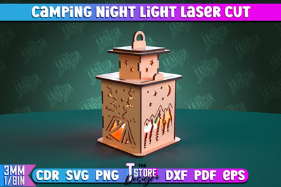 Camping Night Light | Home Design | Night Lamp | Camping Vibes | CNC Files SVG The T Store Design 