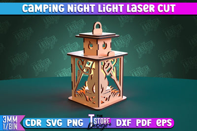 Camping Night Light | Home Design | Night Lamp | Camping Vibes | CNC Files SVG The T Store Design 